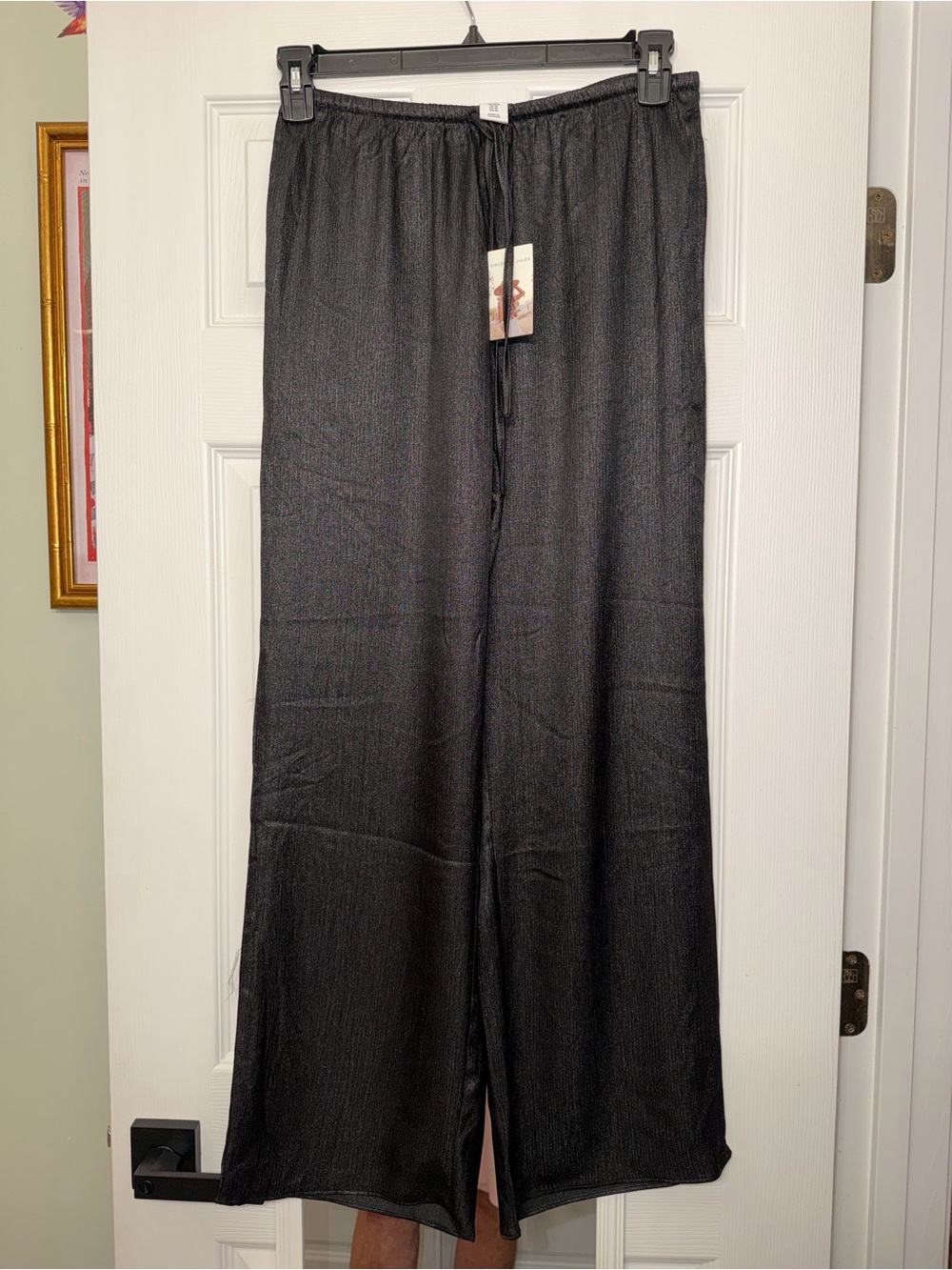 Sincerely Jules Black Wide-Leg Satin Pants NWT